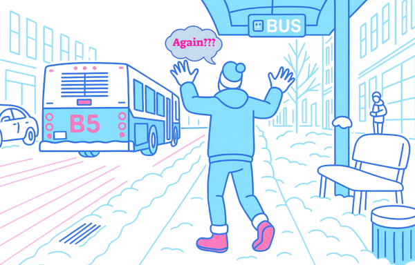 Person with visual impairment waiting for a bus, highlighting the challenges of bus pass-bys